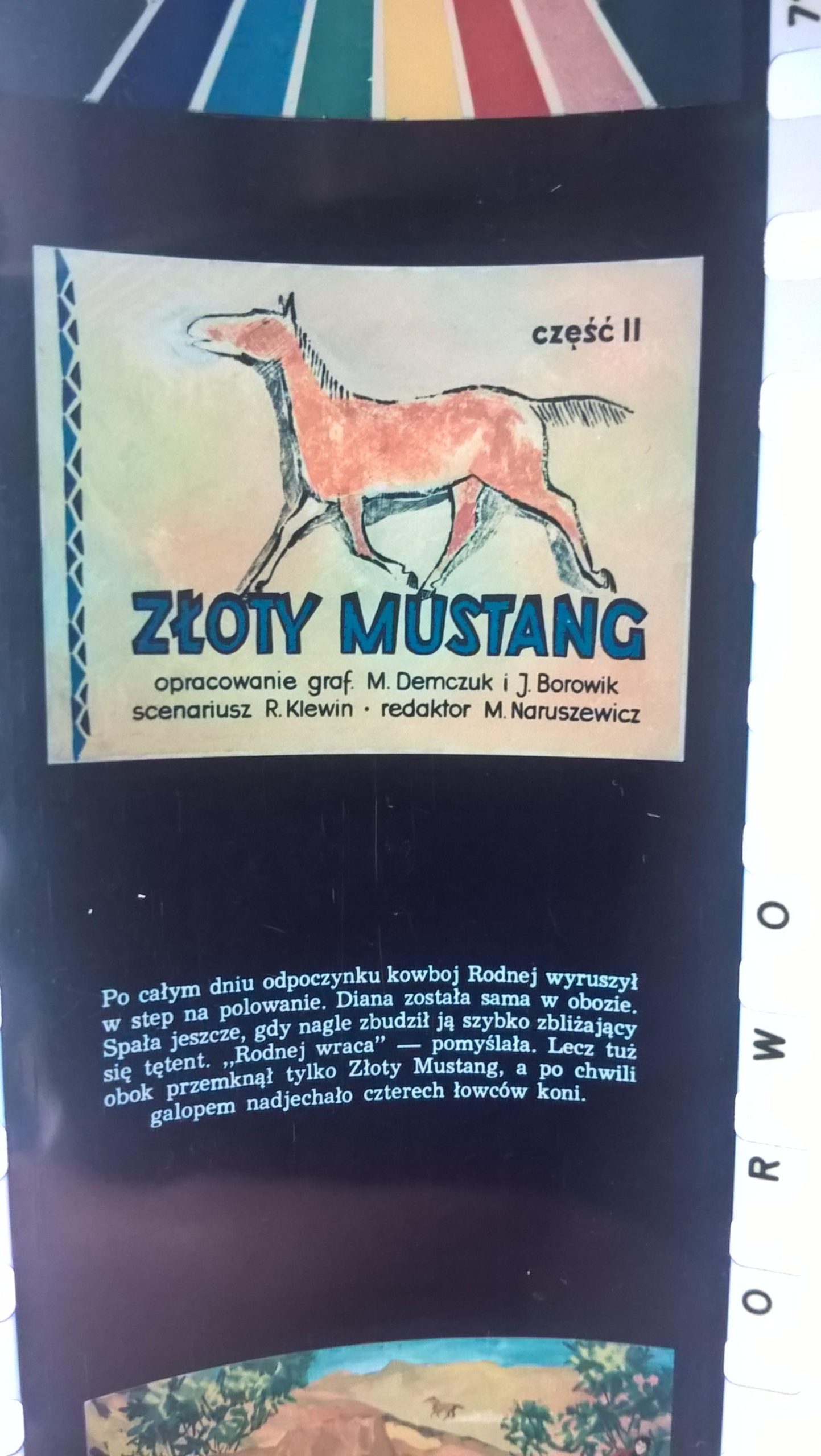 Bajka na projektor, przeźrocze "Złoty mustang"