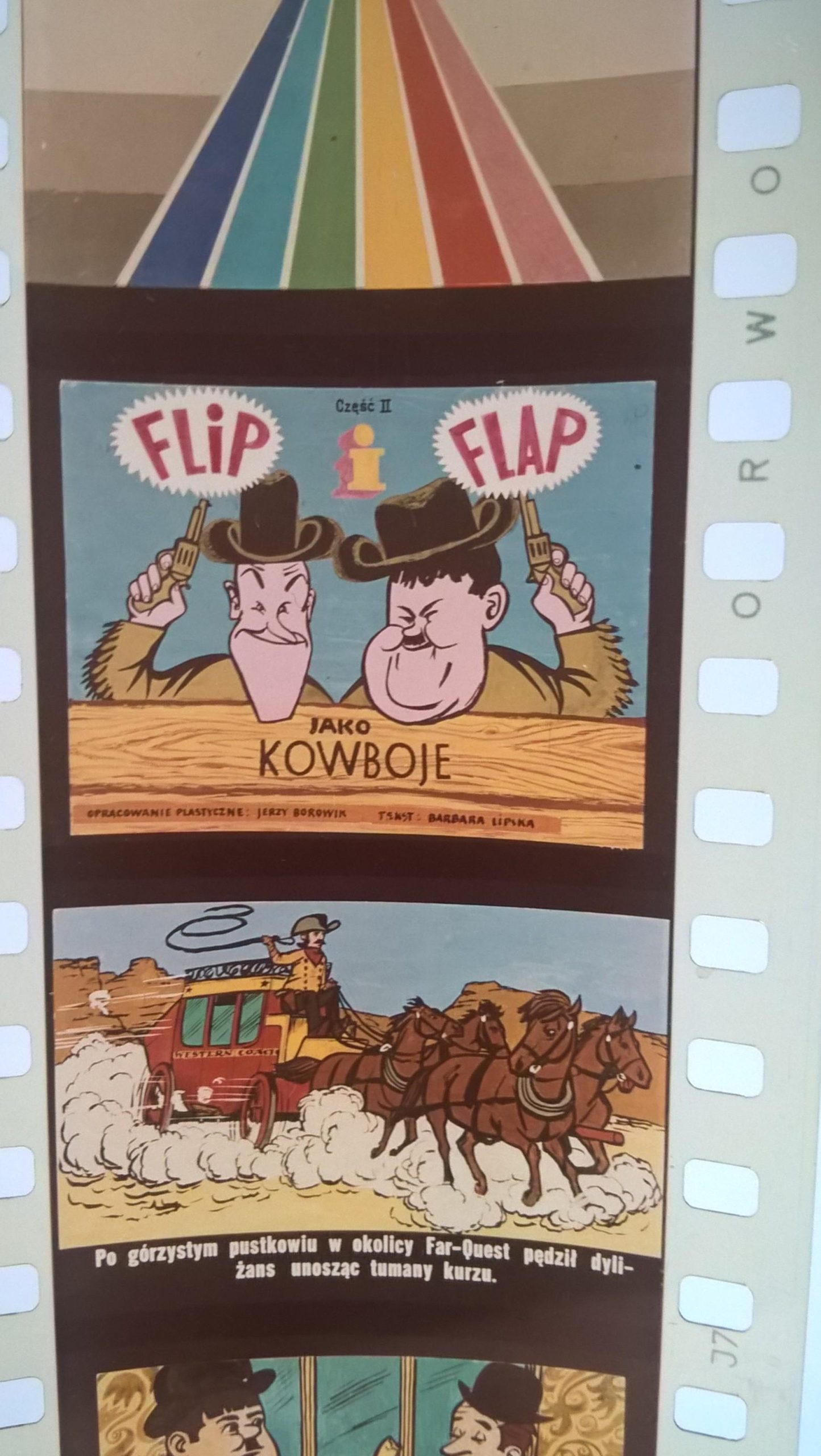 Bajka na projektor, przeźrocze "Flip i Flap jako kowboje" cz. II