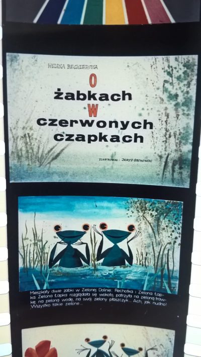 Bajka na projektor Ania, przeźrocze – „O żabkach w czerwonych czapkach"