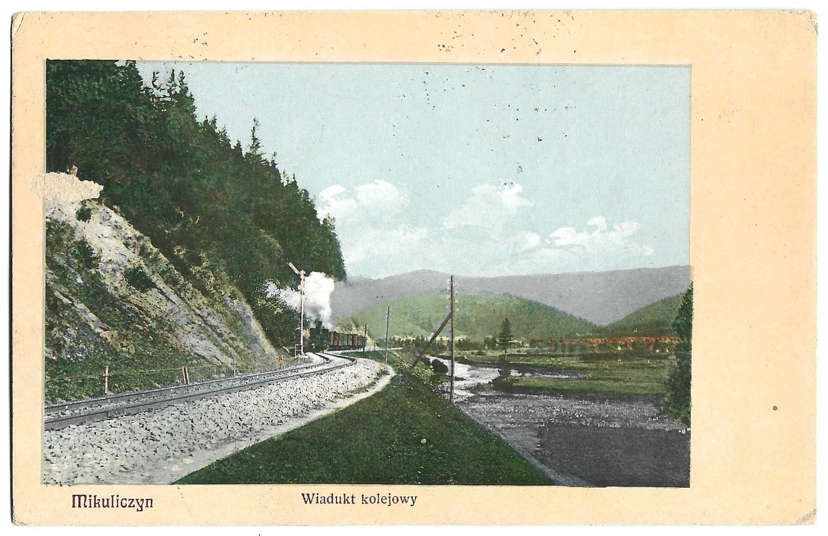Pocztówka - Mikuliczyn. Wiadukt kolejowy, 1913 r. - Kresy wschodnie