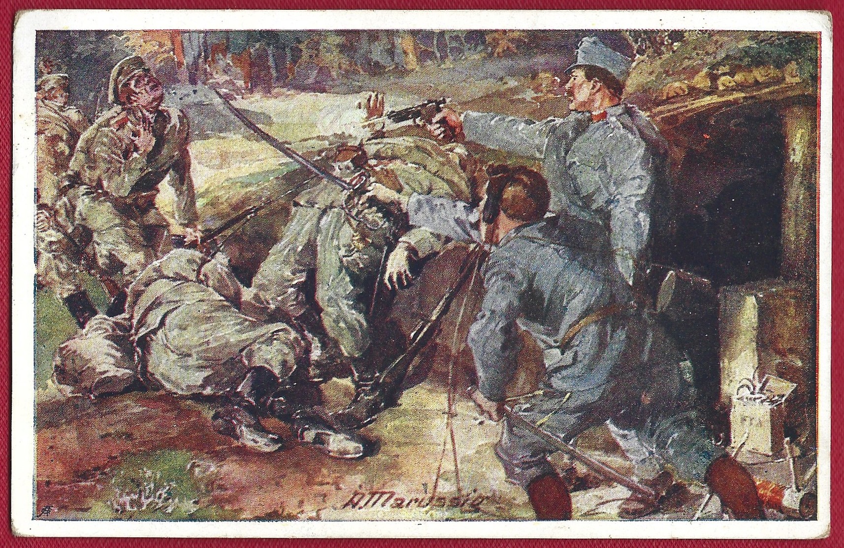 Karta pocztowa - Pomoc wojenna dla Austriackiego Czerwonego Krzyża, 1916 r. - reprodukcja obrazu Antona Marussiga