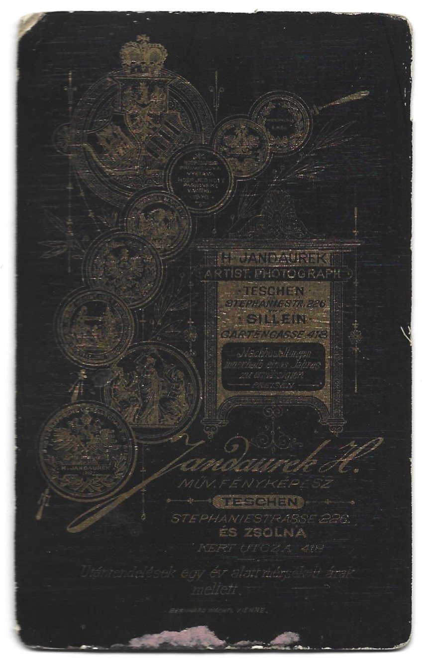 Zdjęcie portretowe mężczyzny – fot. H. Jandaurek, Teschen & Sillein (Cieszyn i Żylina)