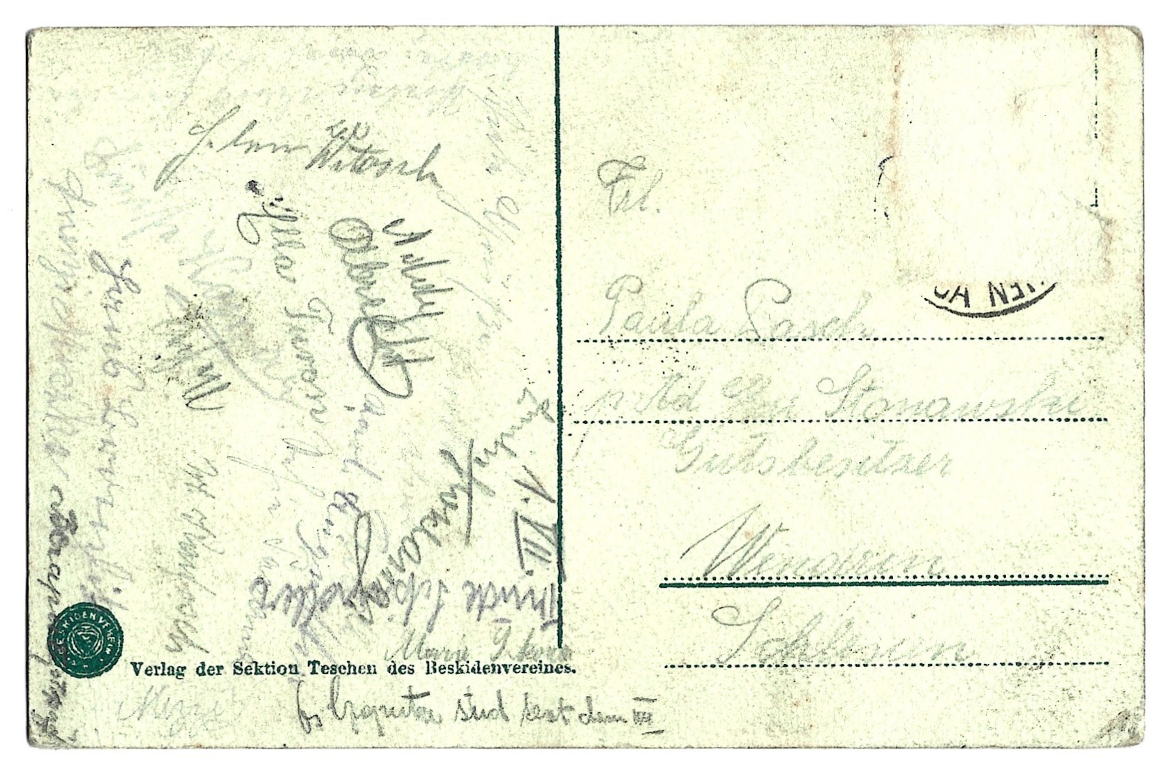 Pocztówka - Erzherzogin-Isabella-Schutzhaus auf der Czantory, 995 m. BESKIDEN VEREIN - Schronisko Arcyksiężnej Izabeli na Czantorii