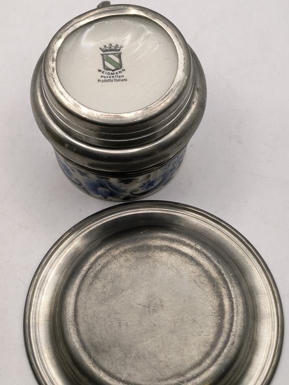 Filiżanka porcelanowo-cynowa ze spodkiem - WEIDMANN Porzellan, Prodotto Italiano (Włochy)