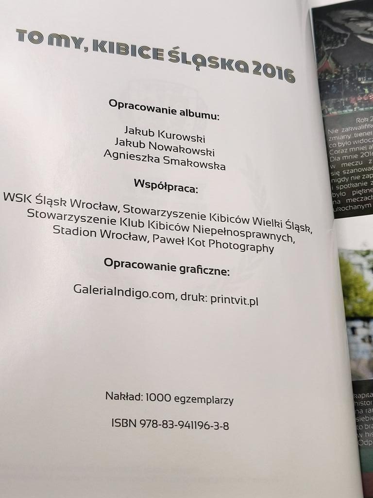 Książka "To My Kibice Śląska 2016 - 70 lat dumnej historii, 1947-2017" plus zaproszenie dla Eugeniusza Kulika