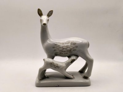 Figurka porcelanowa - sarna z młodym, ZSRR