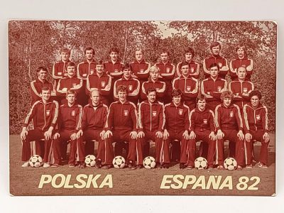 Zdjęcie z autografami zawodników - Reprezentacja Polski w piłce nożnej, 1982 r. - mecz Polska/Hiszpania