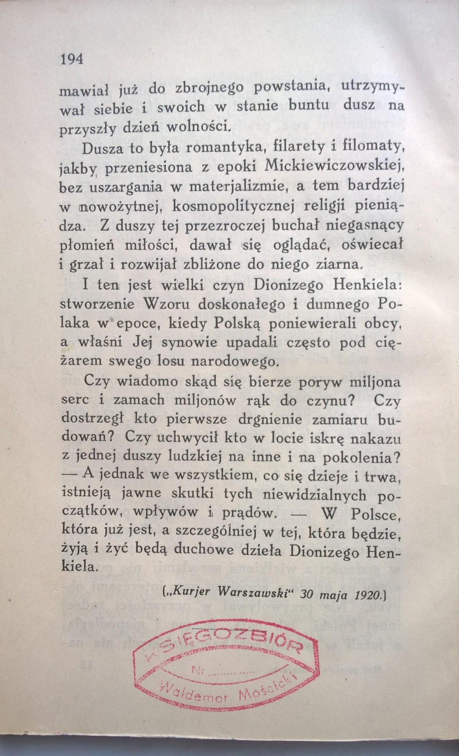 Książka "Mój Pamiętnik Literacki" Józef Weyssenhoff, ok. 1920 r.