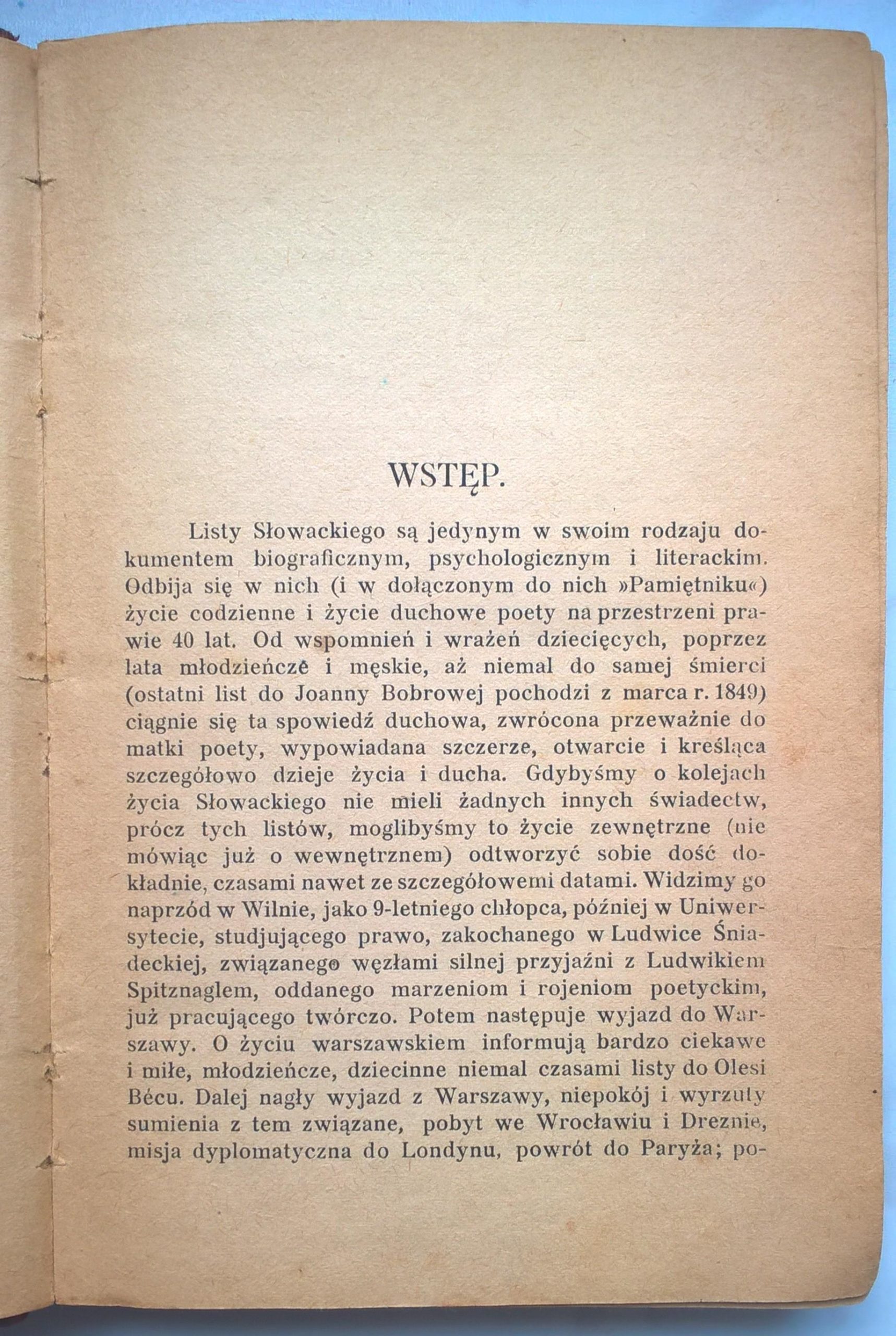 Książka "Juliusz Słowacki - Urywki z Pamiętnika i Wybór Listów", 1922 r.