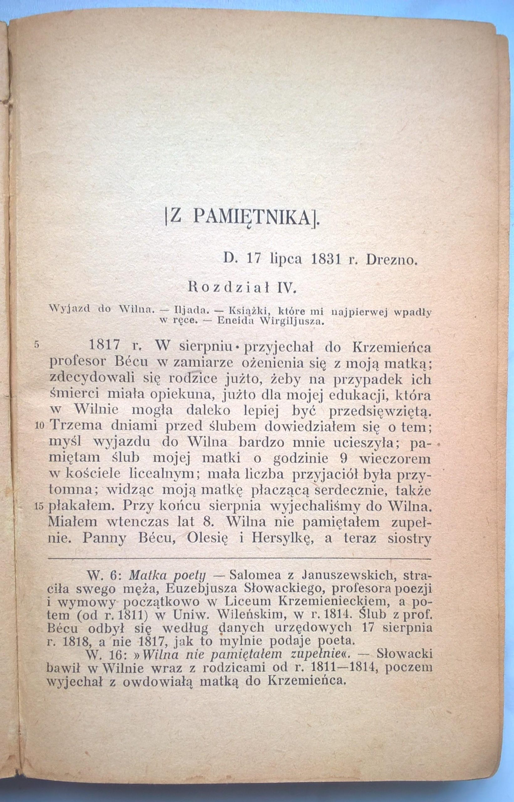 Książka "Juliusz Słowacki - Urywki z Pamiętnika i Wybór Listów", 1922 r.
