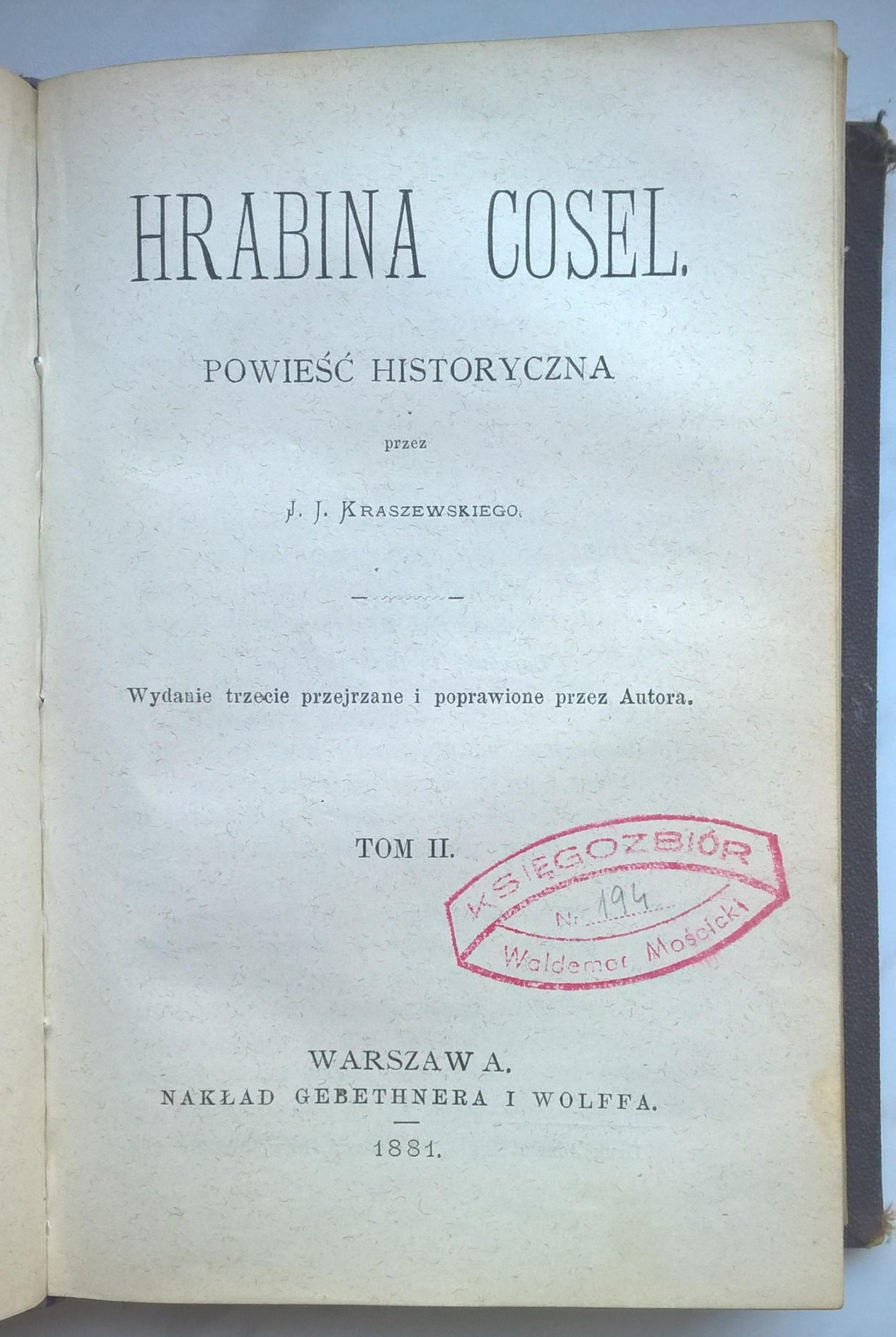 Książka "Hrabina Cosel" Józef Ignacy Kraszewski