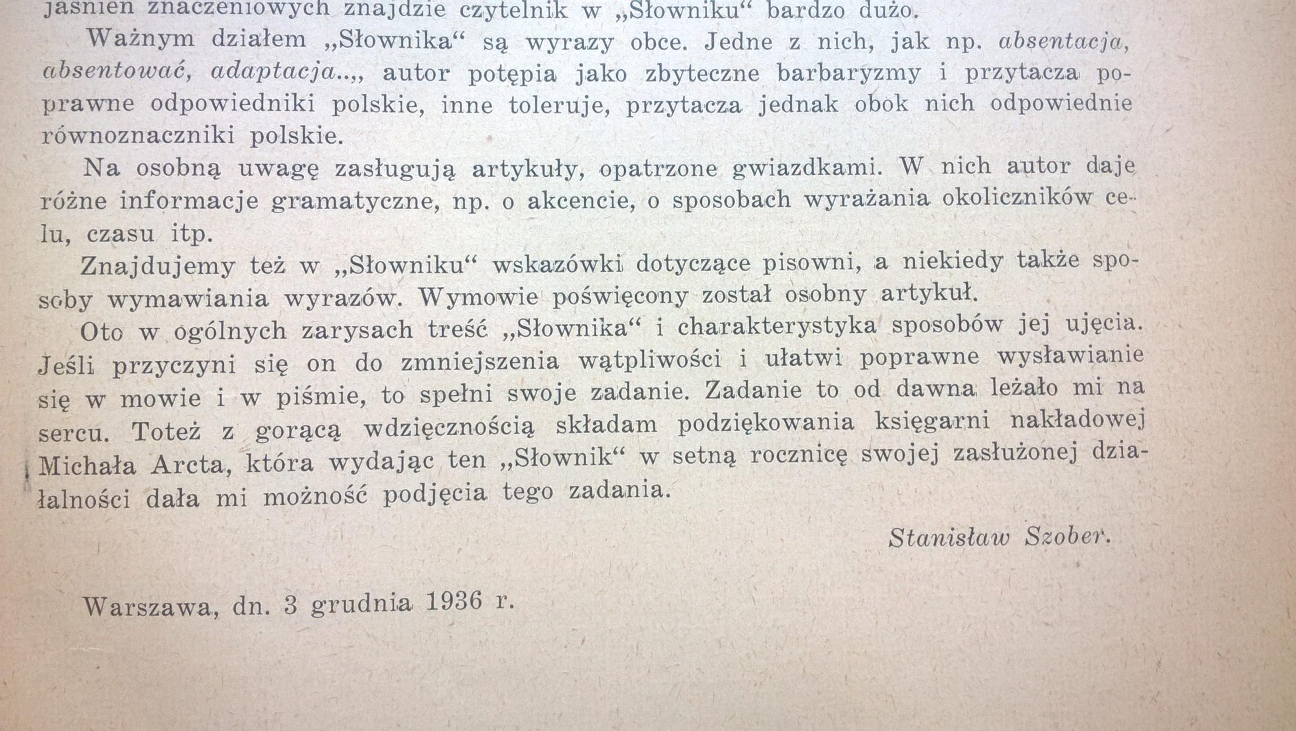 "Słownik ortoepiczny - Jak mówić i pisać po polsku" Stanisław Szober, 1937 r.