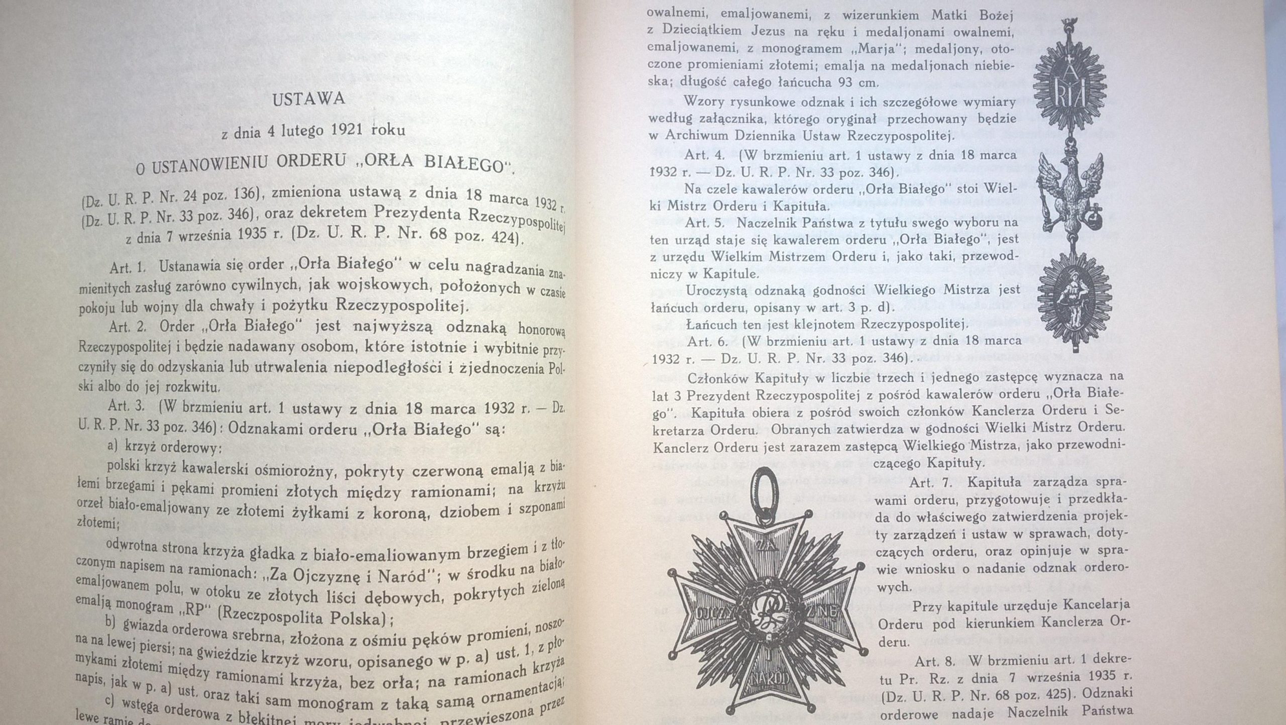 Książka "Order Orła Białego" Stanisław Łoza, 1939 r. - przedruk z 1985 r.