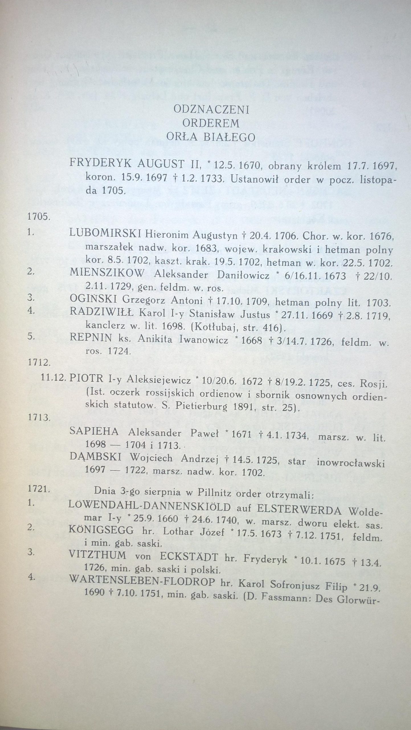 Książka "Order Orła Białego" Stanisław Łoza, 1939 r. - przedruk z 1985 r.