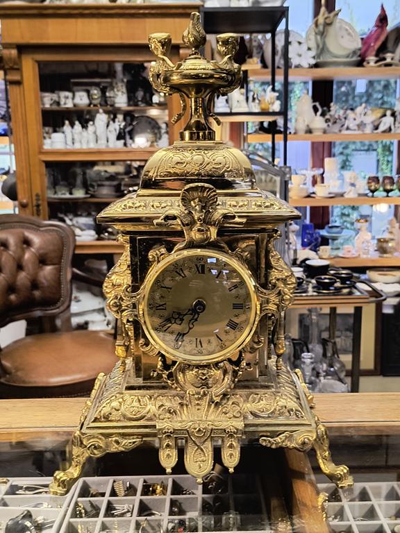 Mosiężny zegar kominkowy