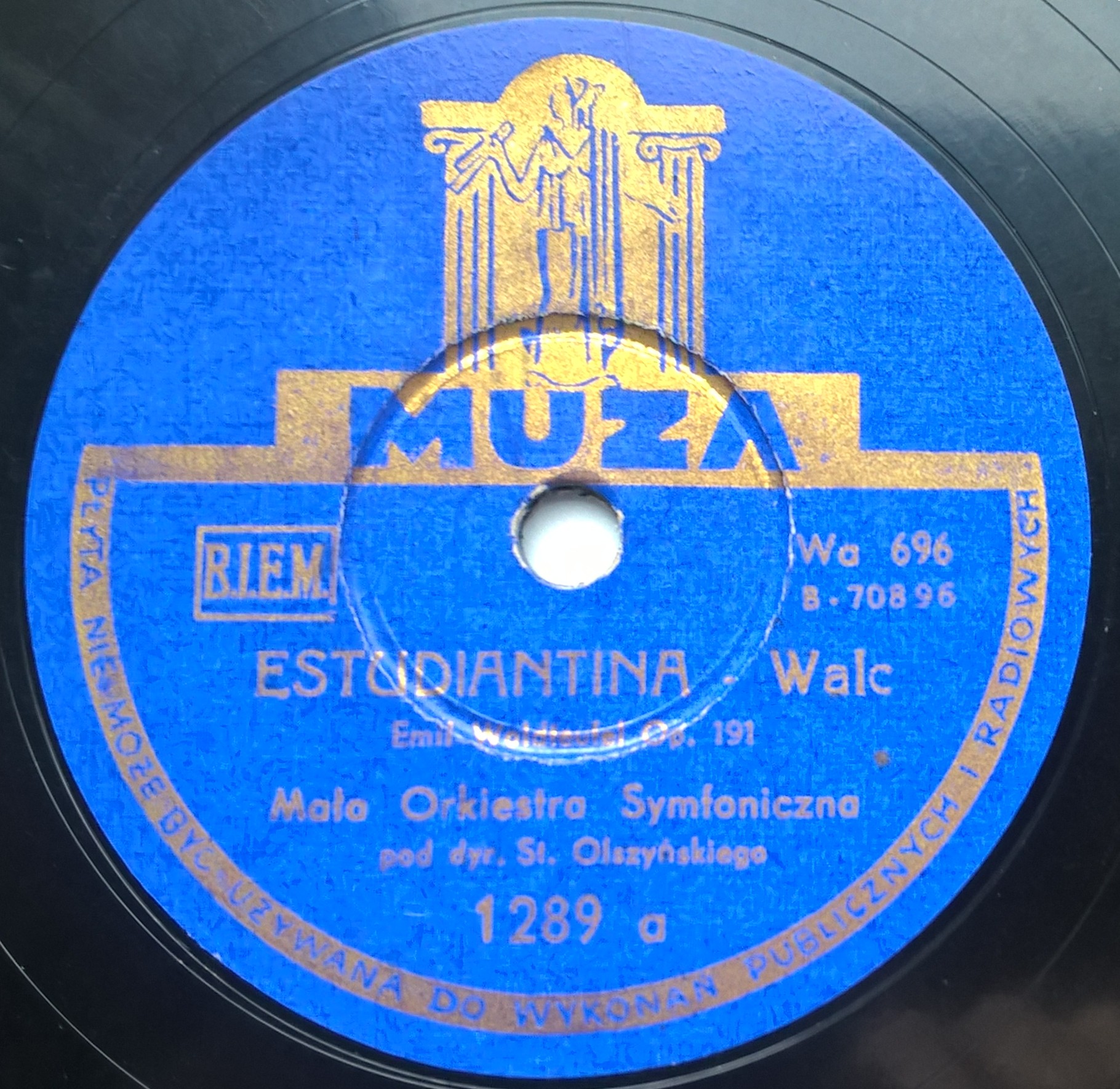 Płyta szelakowa Muza - walce: "Estudiantina" oraz "Espana" Emil Wladteufel