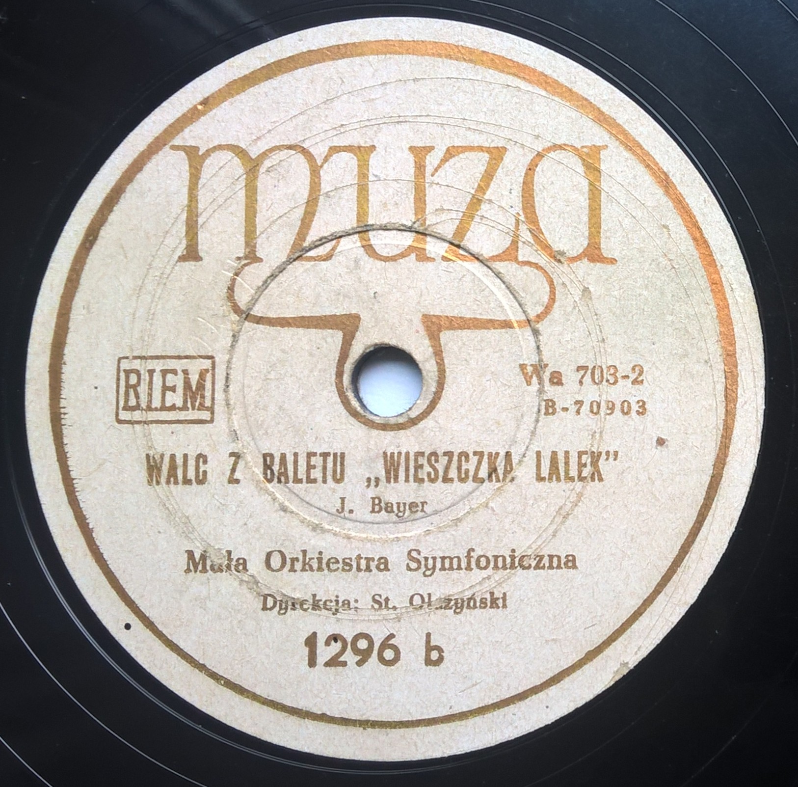 Płyta szelakowa Muza - Walc z opt. "Sztygar"oraz Walc z baletu "Wieszczka lalek"