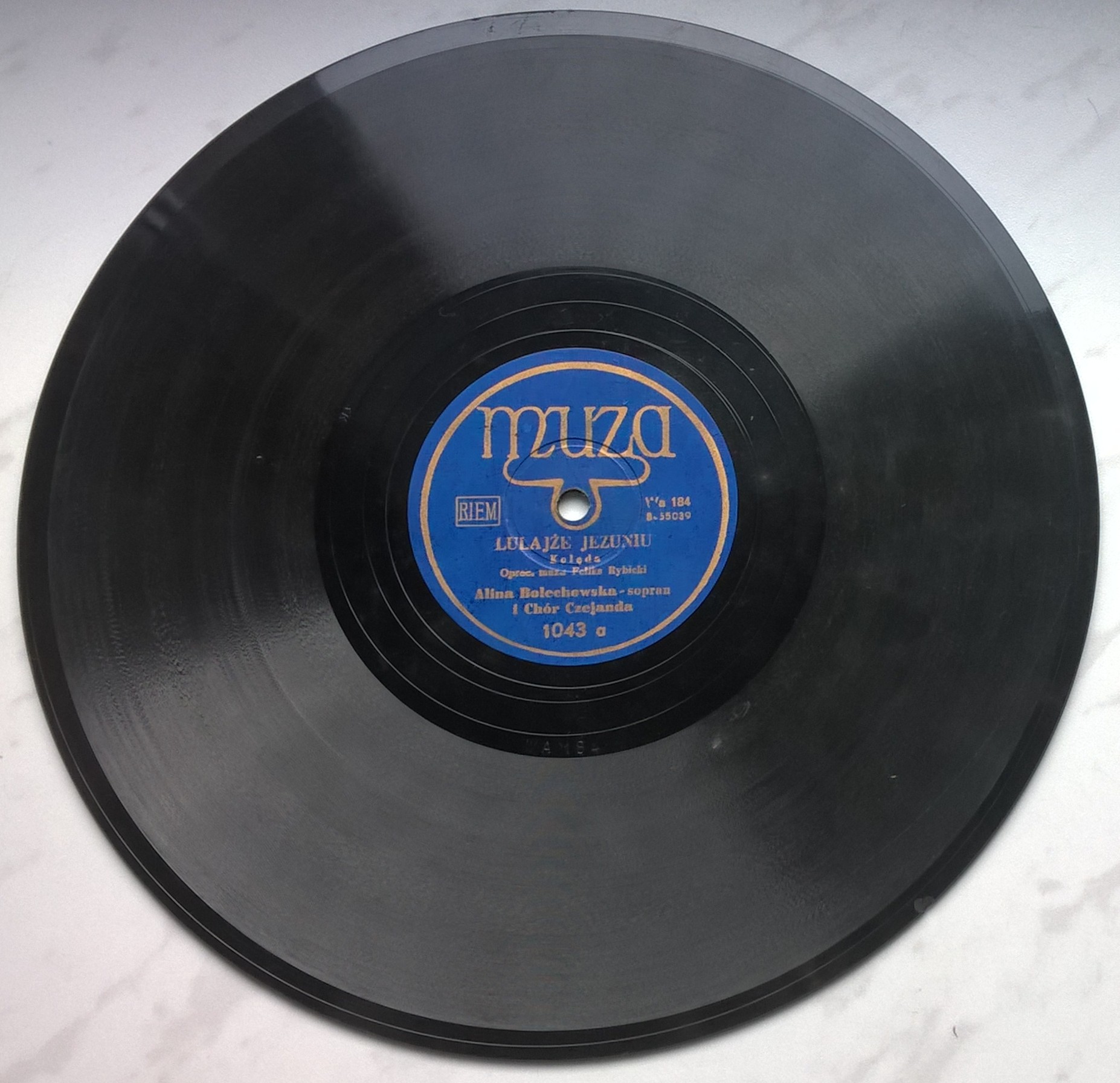 Płyta szelakowa Muza - kolędy: "Lulajże Jezuniu" oraz "Witaj Gwiazdko Złota"