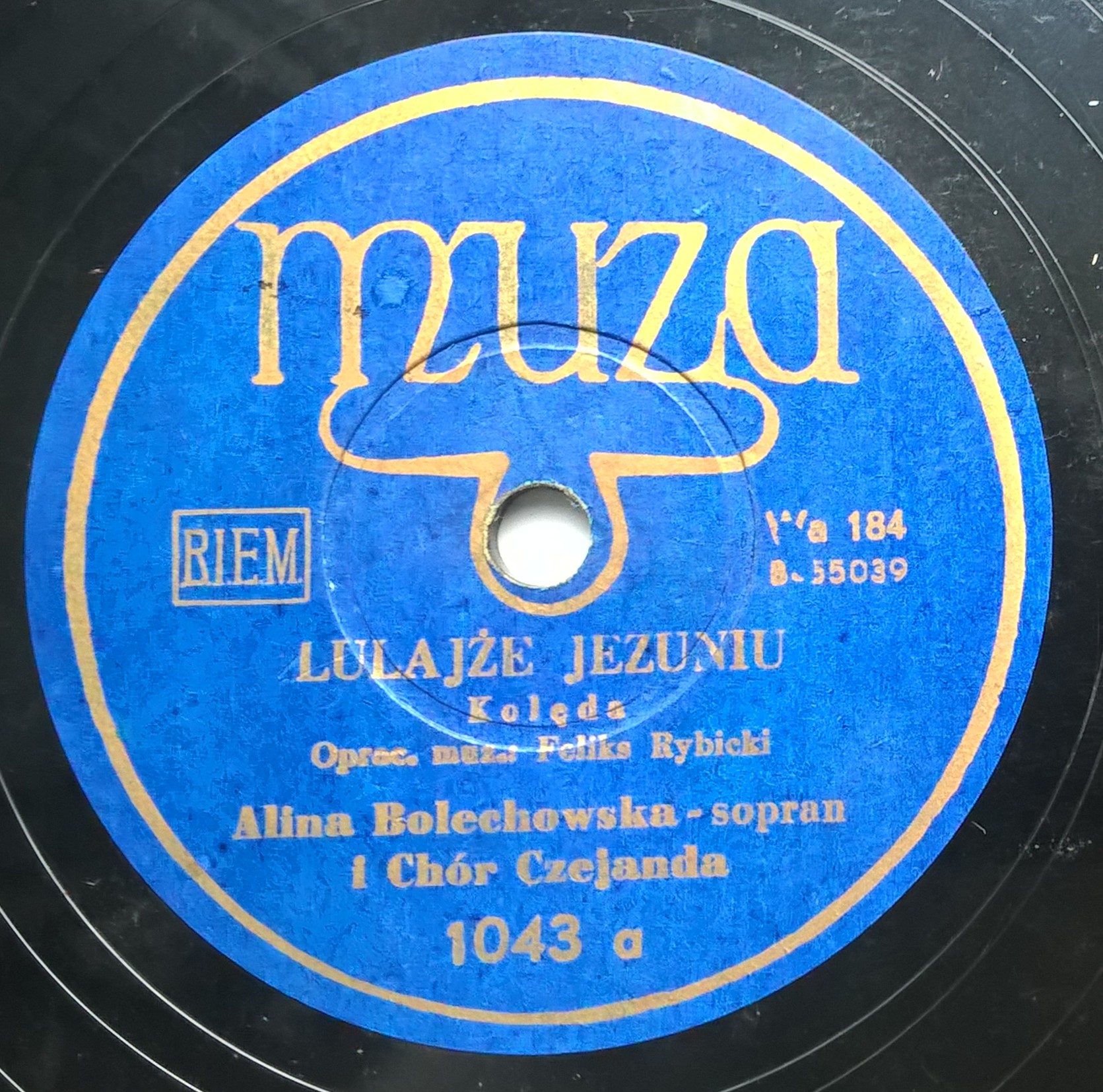 Płyta szelakowa Muza - kolędy: "Lulajże Jezuniu" oraz "Witaj Gwiazdko Złota"