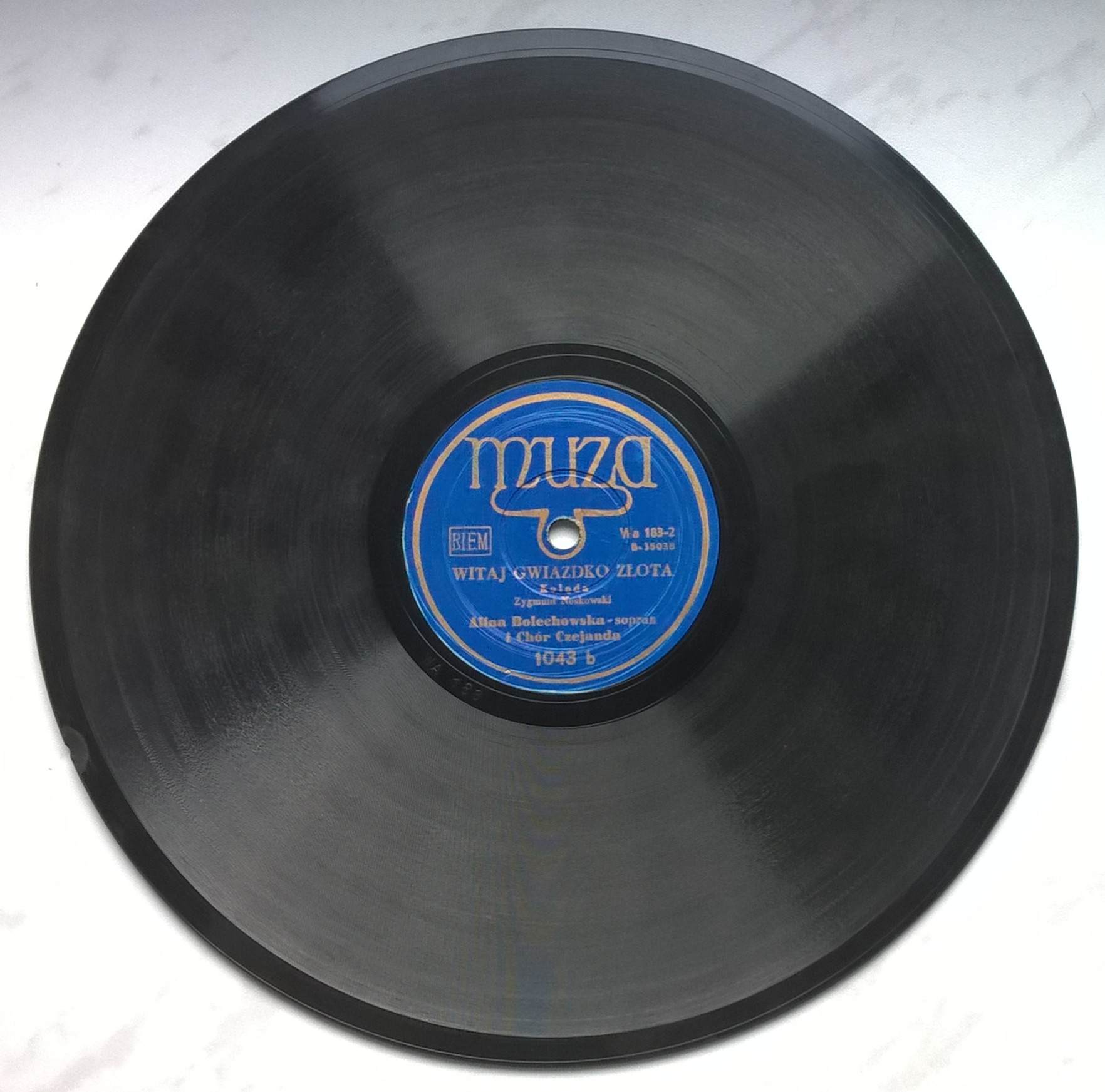 Płyta szelakowa Muza - kolędy: "Lulajże Jezuniu" oraz "Witaj Gwiazdko Złota"