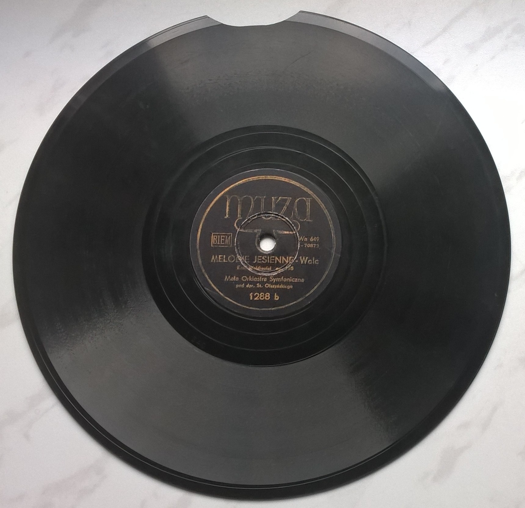 Płyta szelakowa Muza - walce: "Łyżwiarze" oraz "Melodie jesienne" Emil Waldteufel