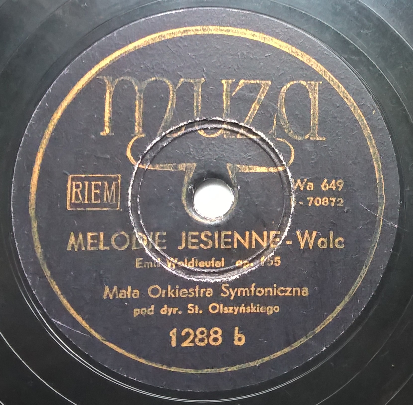 Płyta szelakowa Muza - walce: "Łyżwiarze" oraz "Melodie jesienne" Emil Waldteufel