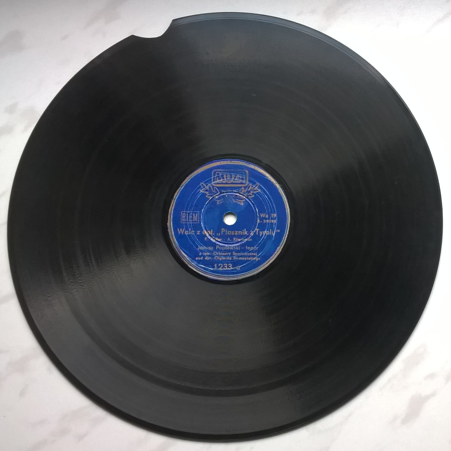 Płyta szelakowa Muza - walce: "Ptasznik z Tyrolu" oraz "Wesoła wdówka"