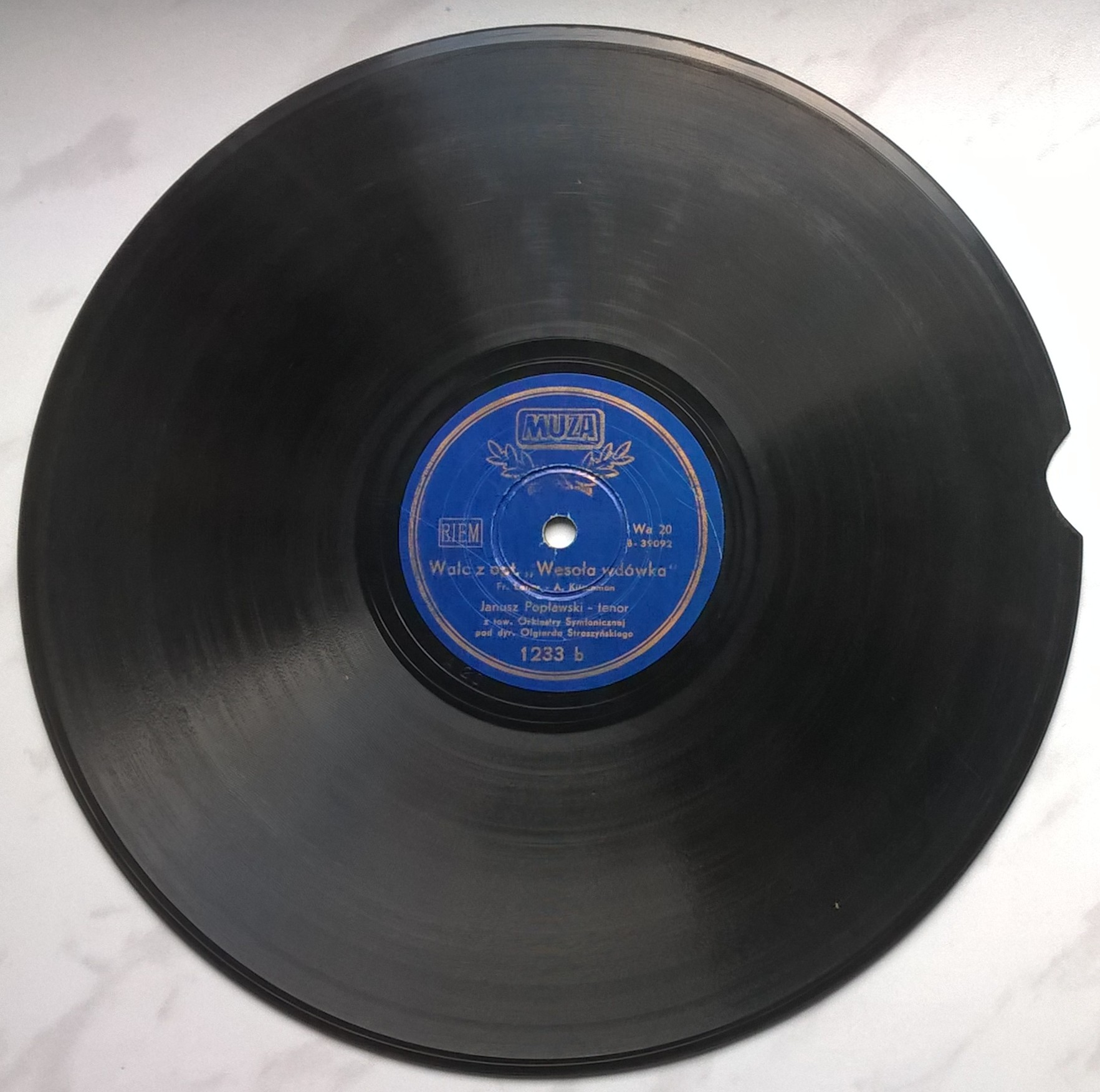 Płyta szelakowa Muza - walce: "Ptasznik z Tyrolu" oraz "Wesoła wdówka"