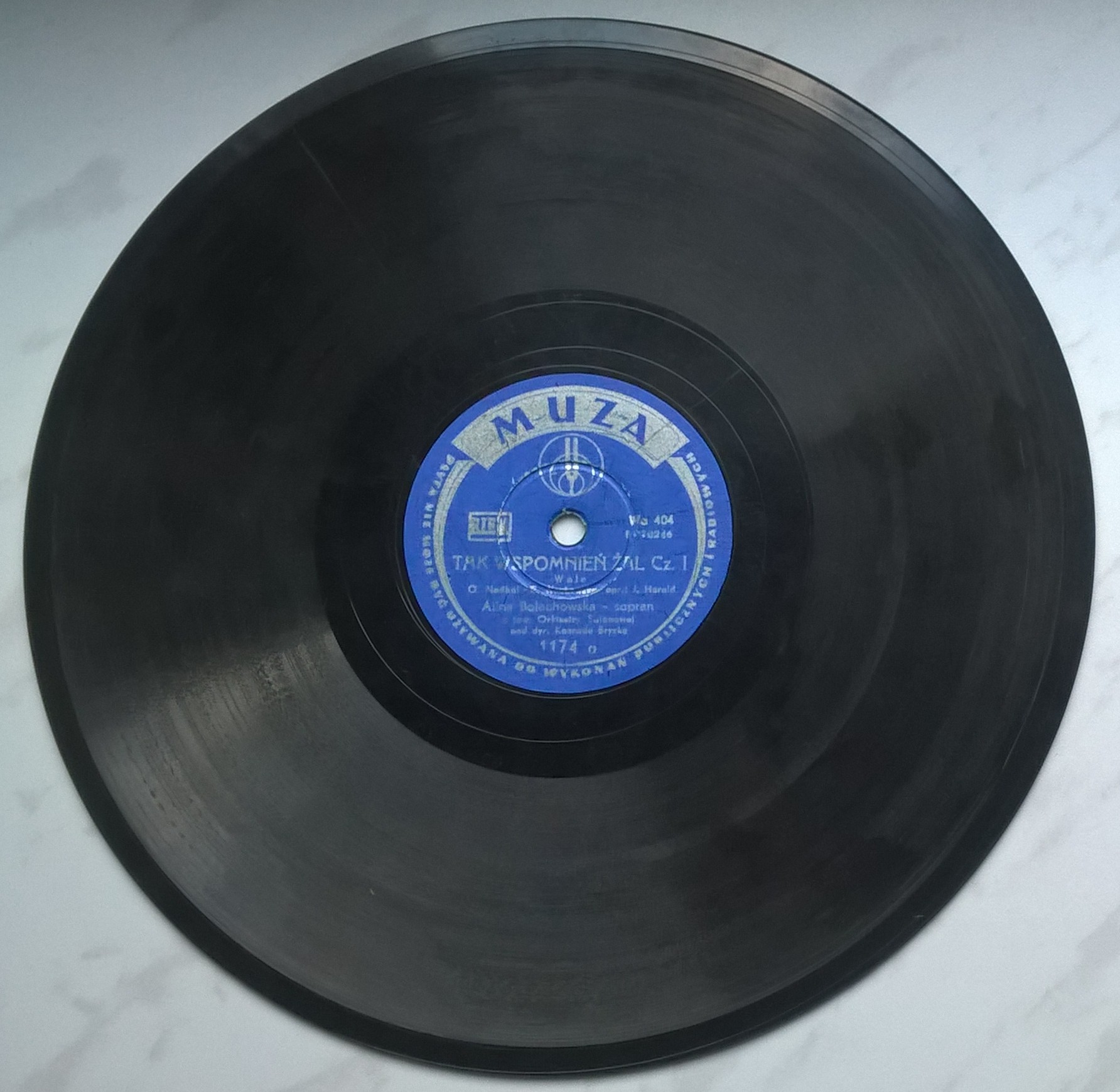 Płyta szelakowa Muza - walc "Tak wspomnień żal" - śpiew Alina Bolechowska