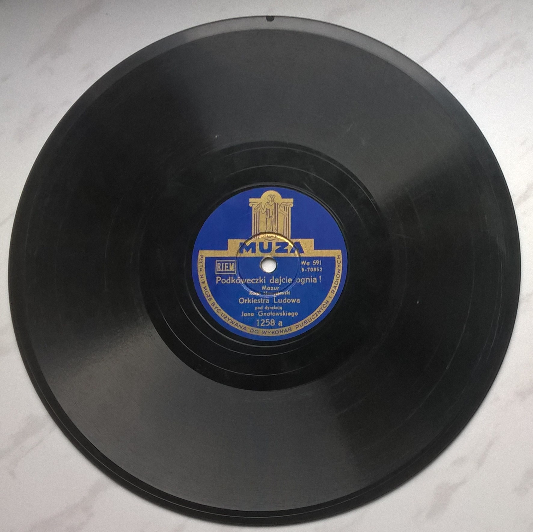 Płyta szelakowa Muza - Mazur: "Podkóweczki dajcie ognia!" oraz "Matulu kochana!" Karol Namysłowski