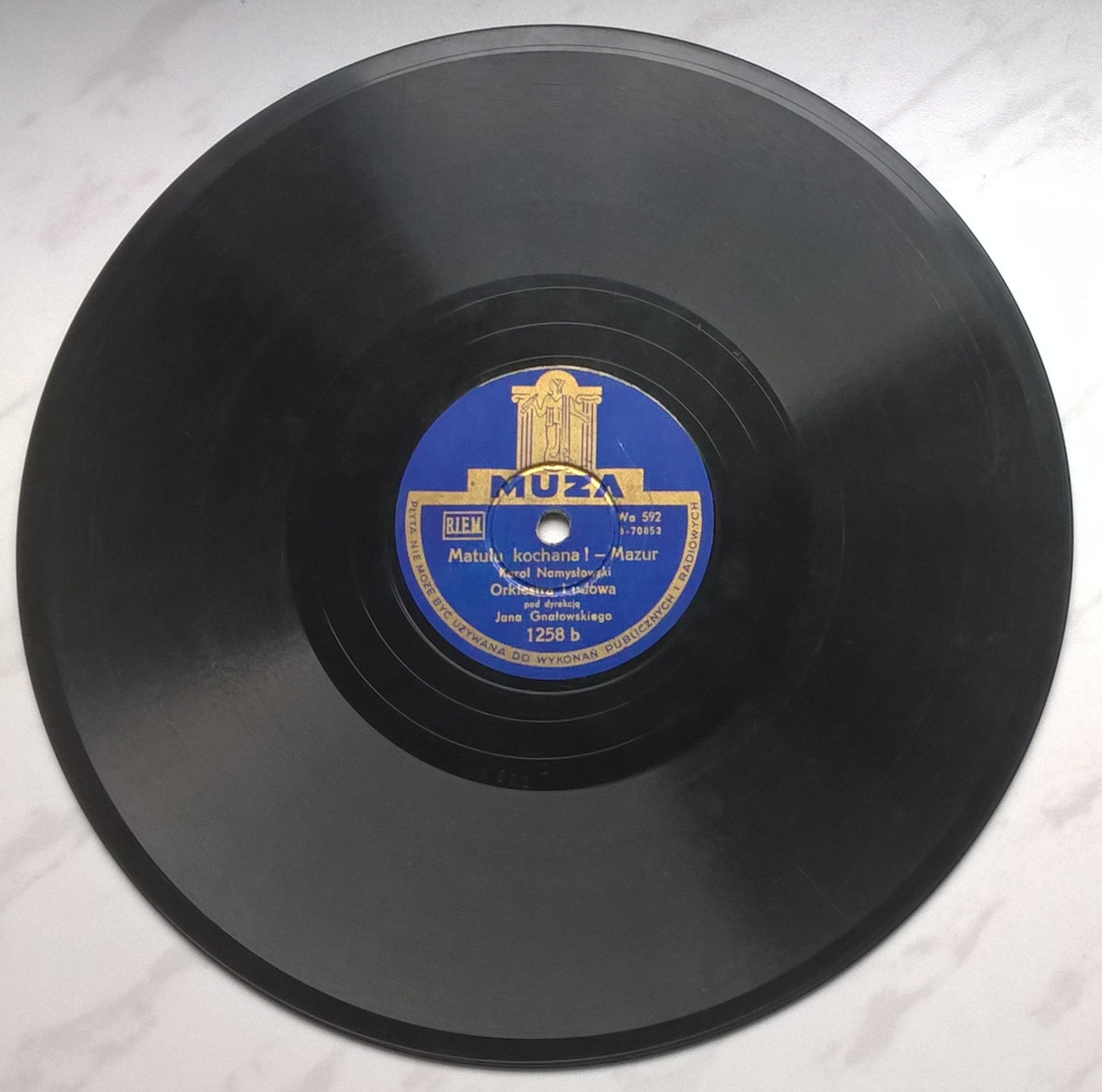 Płyta szelakowa Muza - Mazur: "Podkóweczki dajcie ognia!" oraz "Matulu kochana!" Karol Namysłowski