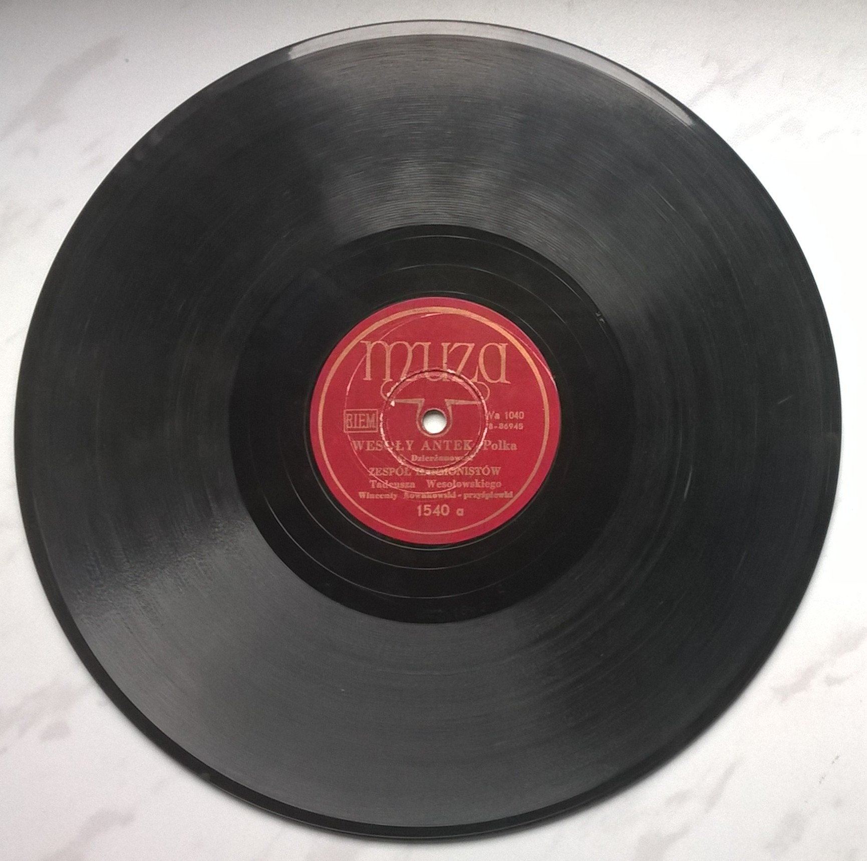 Płyta szelakowa Muza - polka "Wesoły Antek" oraz oberek "Z Chodakowa"