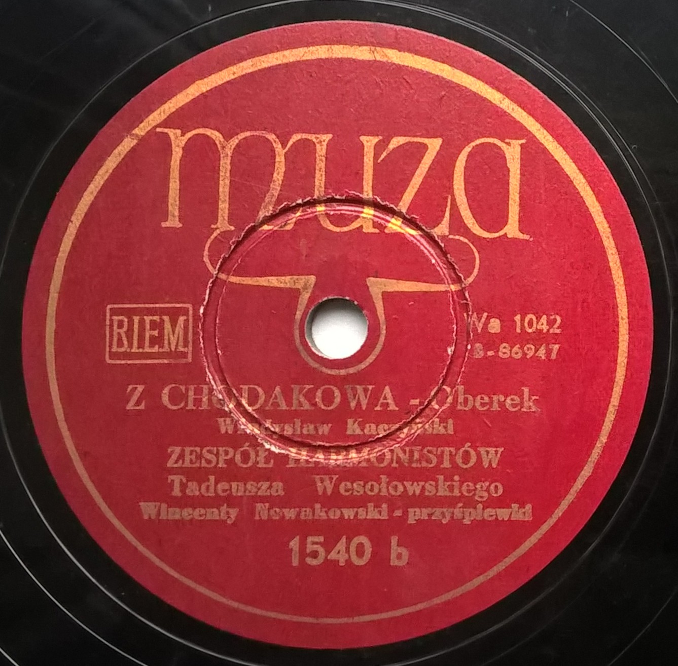 Płyta szelakowa Muza - polka "Wesoły Antek" oraz oberek "Z Chodakowa"