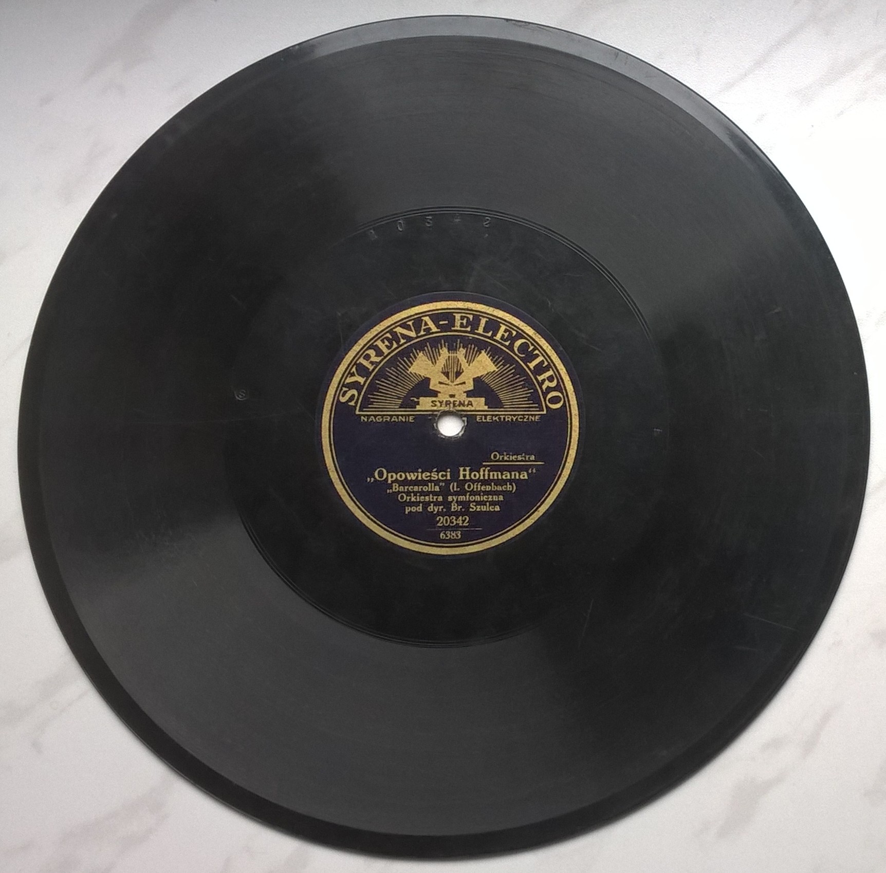 Płyta szelakowa Syrena-Electro - "Opowieści Hoffmana" I. Offenbach oraz Suita "Peer-Gynt" E. Grieg