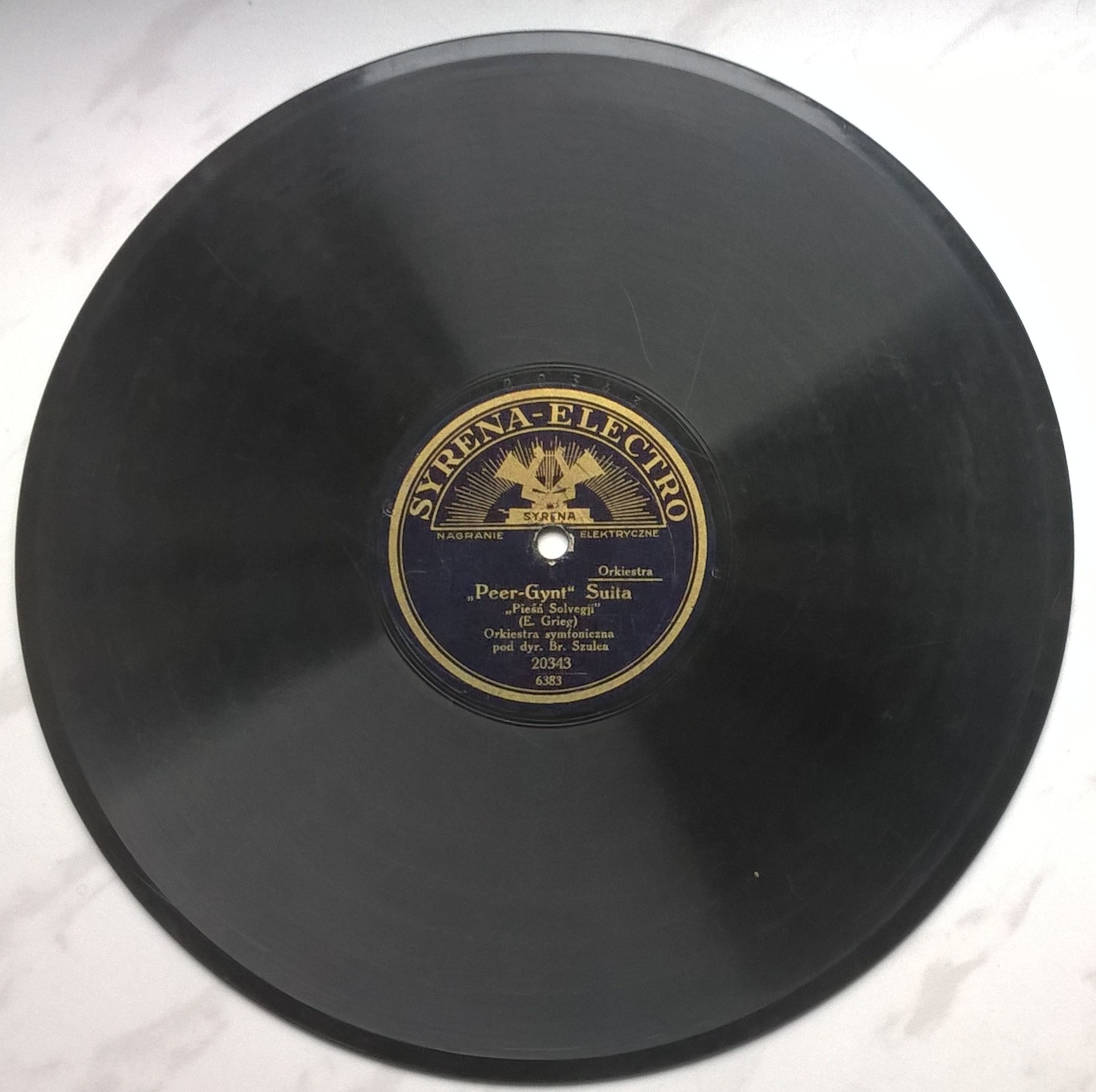 Płyta szelakowa Syrena-Electro - "Opowieści Hoffmana" I. Offenbach oraz Suita "Peer-Gynt" E. Grieg