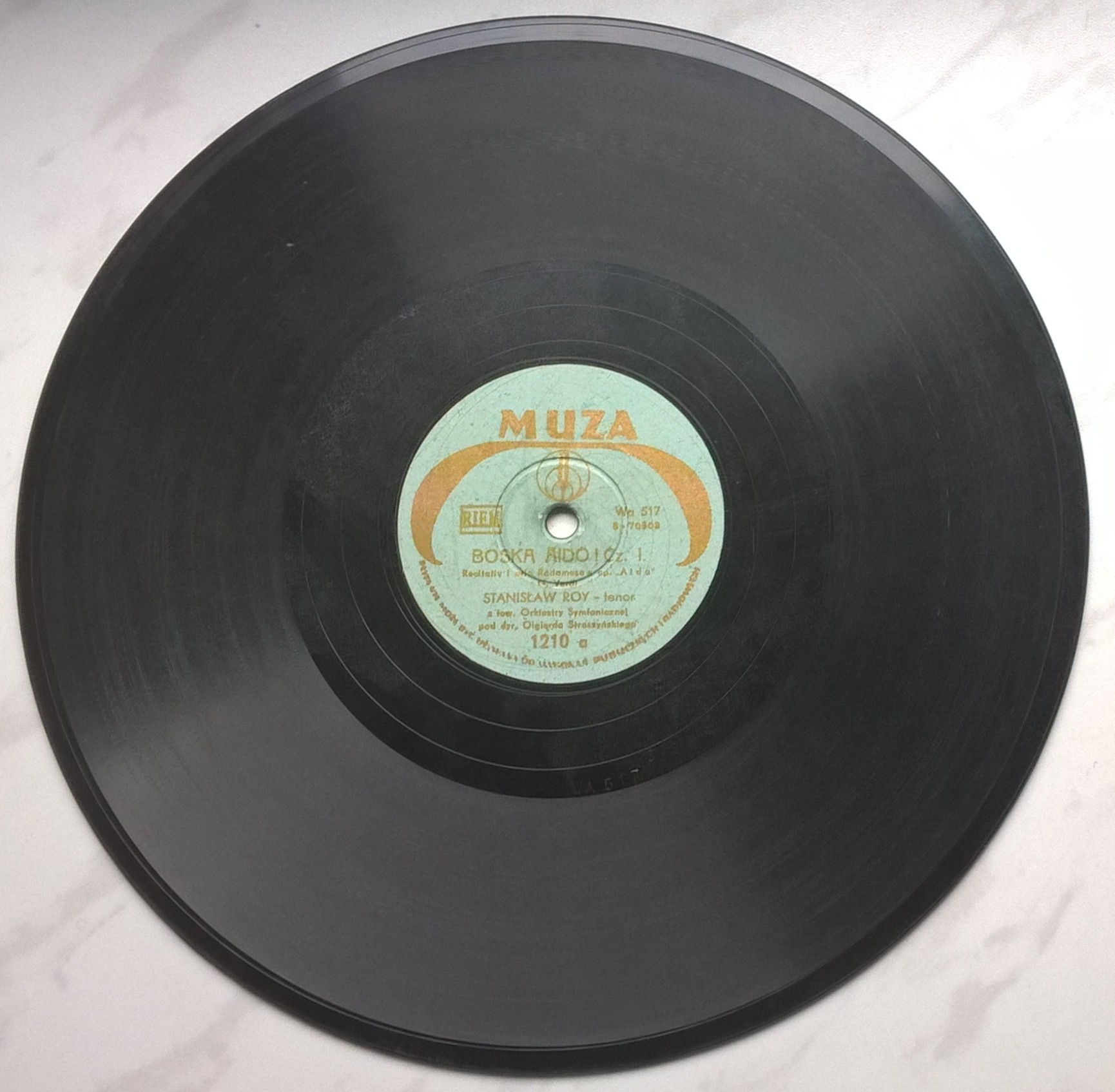 Płyta szelakowa Muza - "Boska Aido!" - aria z opery AIDA, Giuseppe Verdi - śpiew Stanisław Roy
