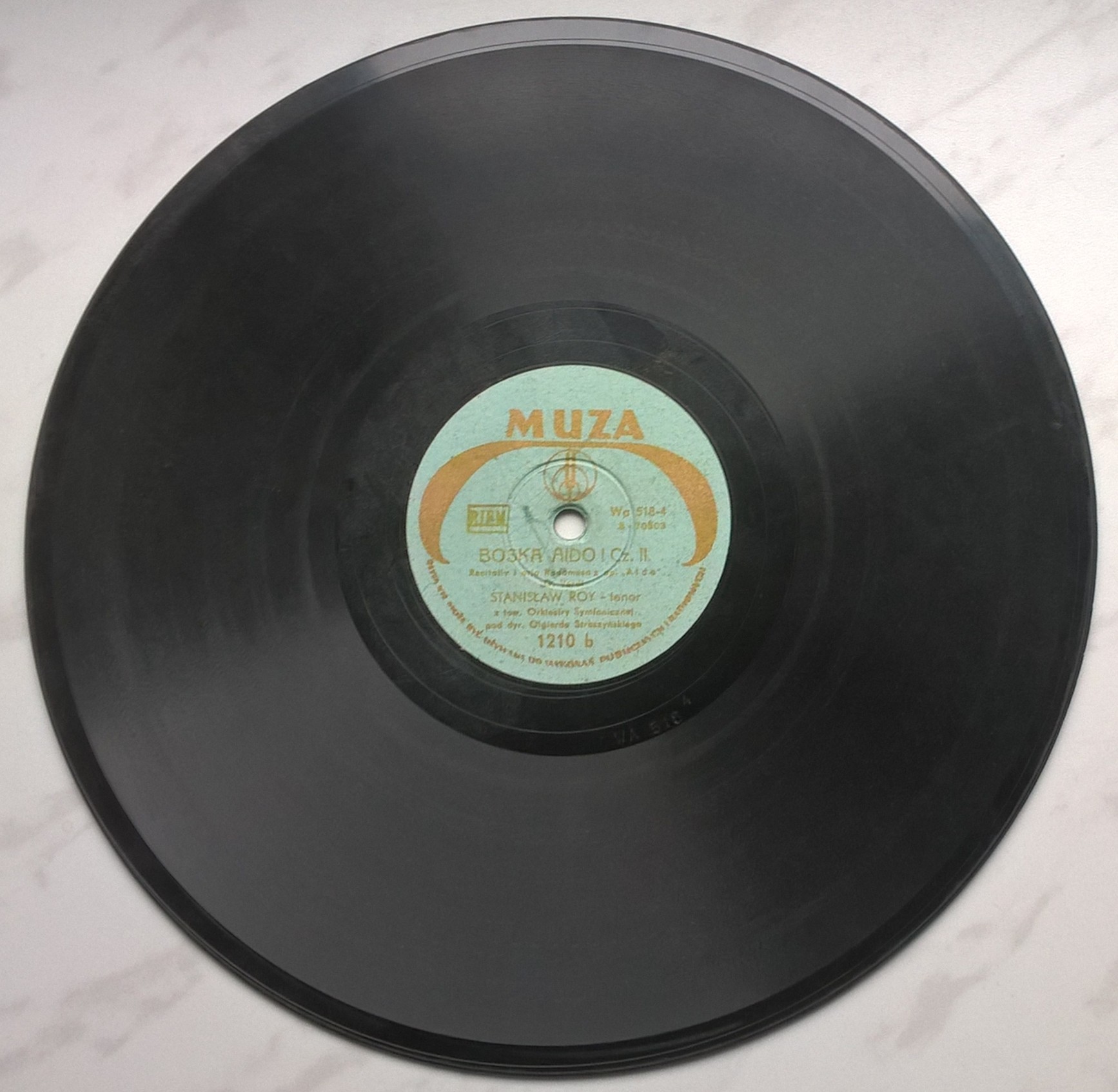 Płyta szelakowa Muza - "Boska Aido!" - aria z opery AIDA, Giuseppe Verdi - śpiew Stanisław Roy