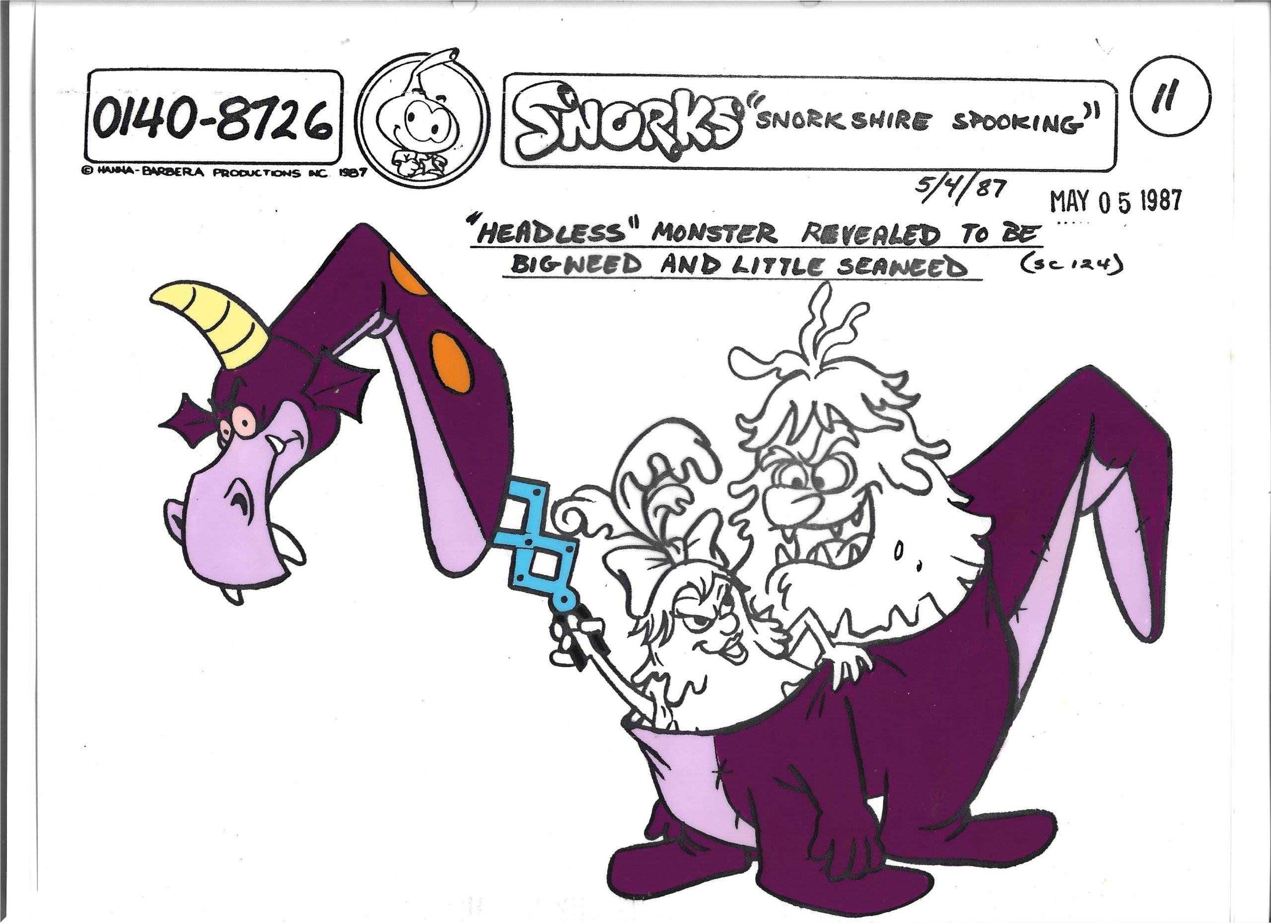 Folia animacyjna SNORKS – SNORKSHIRE SPOOKING: 'Headless' monster -1987 r.
