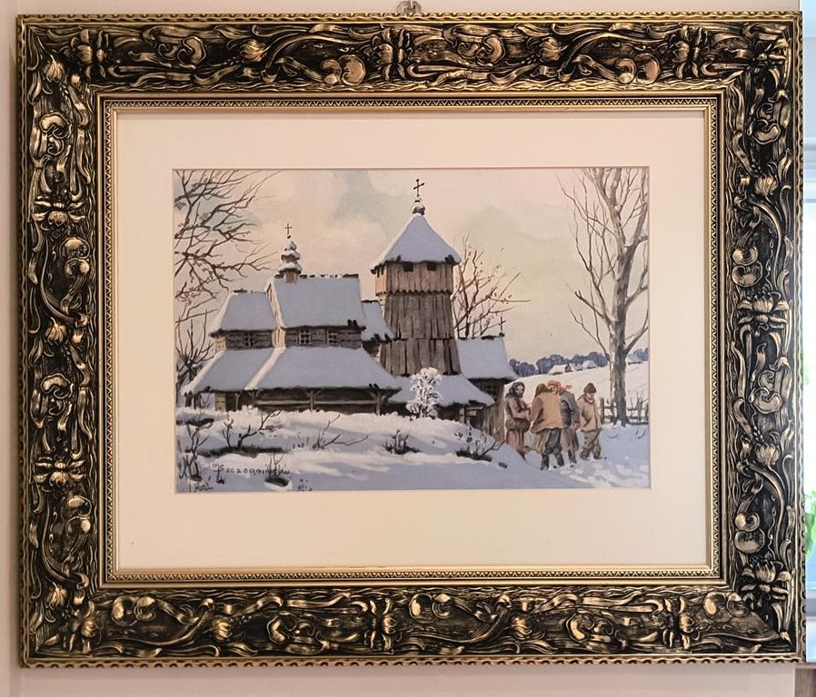 Obraz – zima, pejzaż zimowy - Marian SZCZERBIŃSKI (1900-1981)