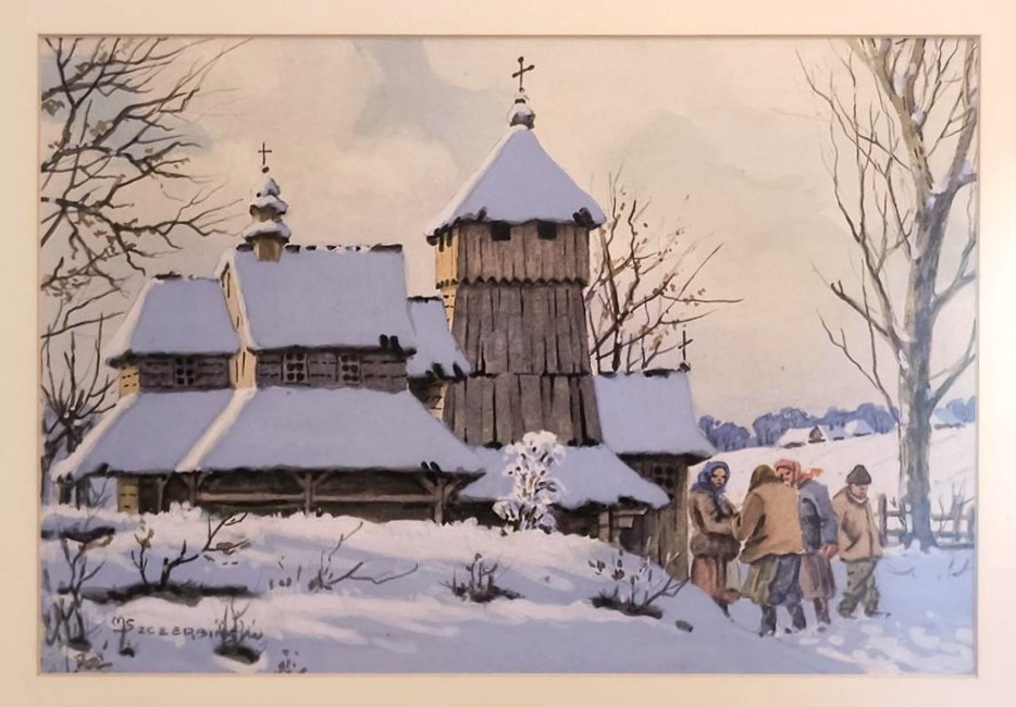 Obraz – zima, pejzaż zimowy - Marian SZCZERBIŃSKI (1900-1981)