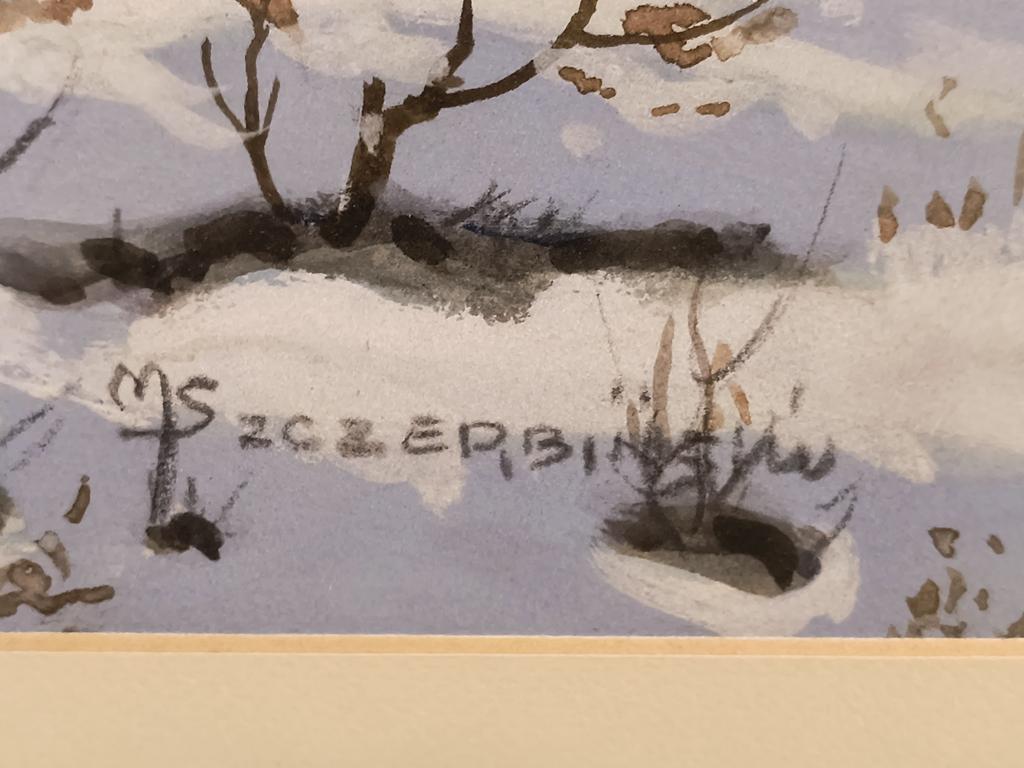 Obraz – zima, pejzaż zimowy - Marian SZCZERBIŃSKI (1900-1981)