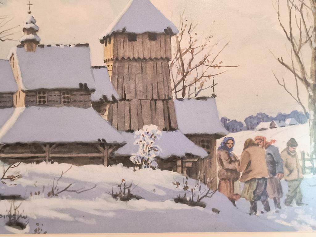 Obraz – zima, pejzaż zimowy - Marian SZCZERBIŃSKI (1900-1981)