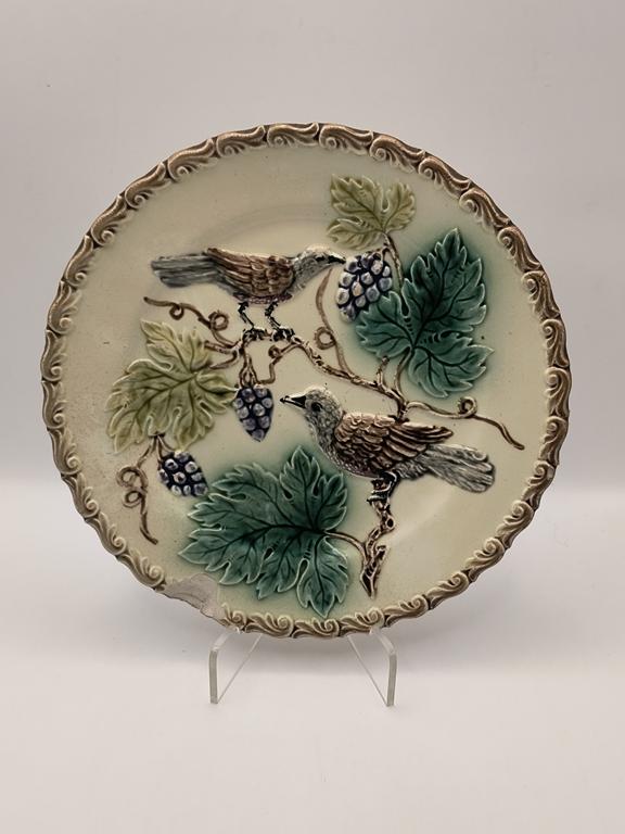 Talerz ceramiczny z motywem ptaków - secesja