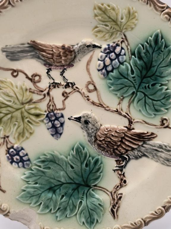 Talerz ceramiczny z motywem ptaków - secesja