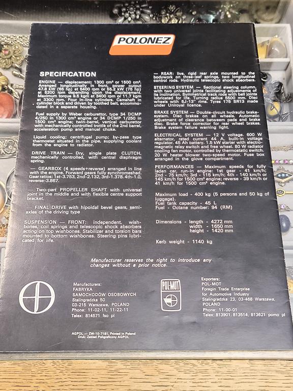 Prospekt-plakat FSO POLONEZ