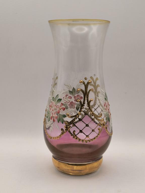 Wazon szklany, ręcznie malowany - Bohemia, Czechy