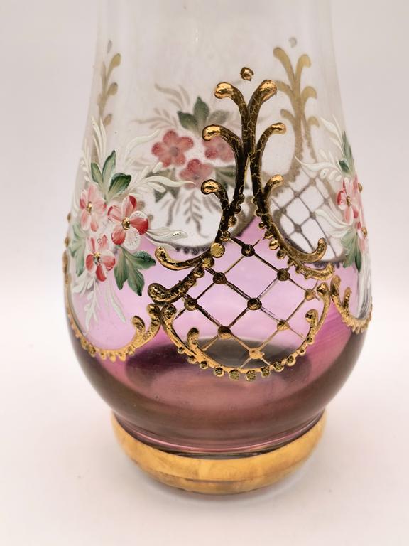 Wazon szklany, ręcznie malowany - Bohemia, Czechy