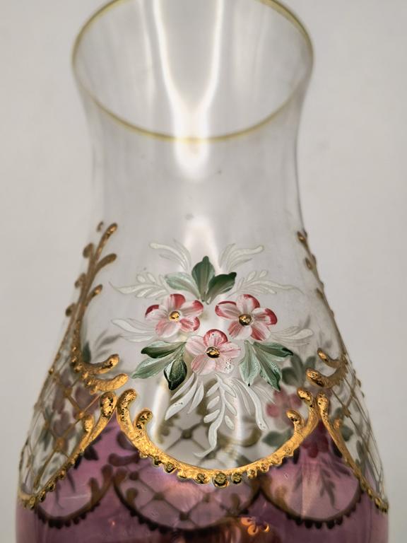 Wazon szklany, ręcznie malowany - Bohemia, Czechy