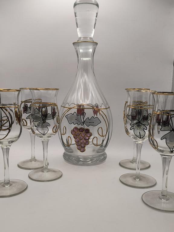 Zestaw szklany: karafka z 6 kieliszkami