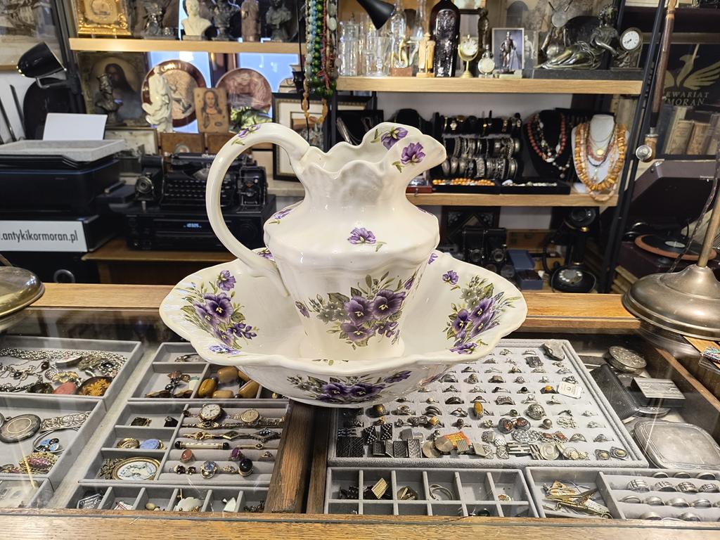 Zestaw toaletowy porcelanowy - Ironstone Staffordshire England, XIX-XX w.